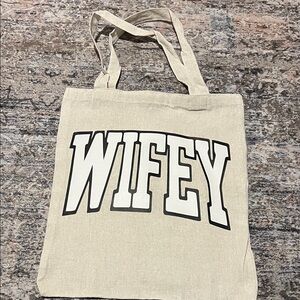 Wifey Beige Tote Bag